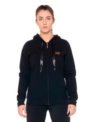 Zimowa damska bluza z kapturem zapinana na zamek „Authentic Gold”. Czarne bluzy LEONE 1947 APPAREL, na zimę, xs, bez wzorów, z bawełny, z kapturem. Za 357.85 zł.
