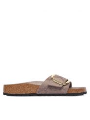 Birkenstock Klapki Madrid Big Buckle 1032935 Beżowy. Brązowe klapki Birkenstock, bez wzorów, ze skóry, bez obcasa. Za 420.99 zł.