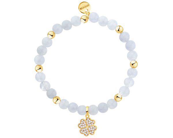 Bransoletka z mosiądzu pozłacana z kwarcami i cyrkoniami - koniczyna. Bransoletki Artelioni, z cyrkonią, pozłacane. Za 159.00 zł.