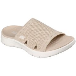 Sandały damskie Skechers Go Walk Flex Sandal Isabell. Brązowe sandały Skechers, bez wzorów, z materiału, bez obcasa, bez zapięcia. Za 390.00 zł.