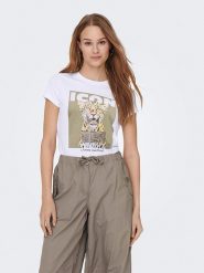 ONLY Koszulka w kolorze białym rozmiar: XL. Białe bluzki Only, xl, bez wzorów, z bawełny, bez kołnierzyka, bez ramiączek. Za 59.26 zł.