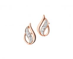 Kolczyki z różowego złota z brylantami - 0,01 ct - próba 585. Czerwone kolczyki Apart, z brylantem, złote. Za 1,290.00 zł.
