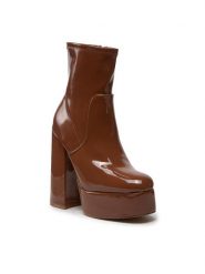 DeeZee Botki ZALXBH220154 Brązowy. Brązowe botki DeeZee, bez wzorów, ze skóry, bez obcasa, na słupku, bez zapięcia. Za 249.99 zł.