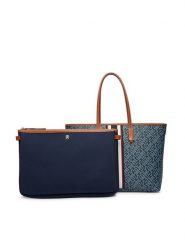 Tommy Hilfiger Torebka Th Monoplay Tote Stripe Le AW0AW18390 Niebieski. Niebieskie shopper TOMMY HILFIGER, bez wzorów, ze skóry, bez dodatków. Za 849.99 zł.