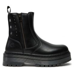 Botki Lumberjack. Czarne botki Lumberjack, bez wzorów, bez obcasa, na płaskiej podeszwie, bez zapięcia. Za 339.99 zł.