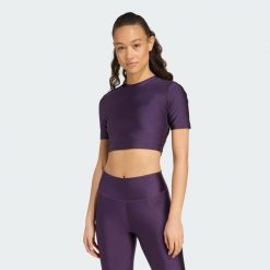 Koszulka Workout Essentials Shine. Fioletowe bluzki Adidas, xs, bez wzorów, sportowe, bez kołnierzyka, bez ramiączek. Za 179.00 zł.