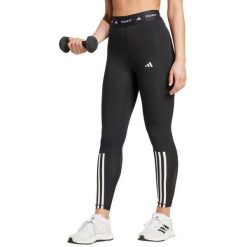 Adidas Techfit Legginsy damskie 7/8, wysoka talia, mocno dopasowane. Czarne legginsy Adidas, uniwersalny, bez wzorów, z materiału, z podwyższonym stanem. Za 238.70 zł.