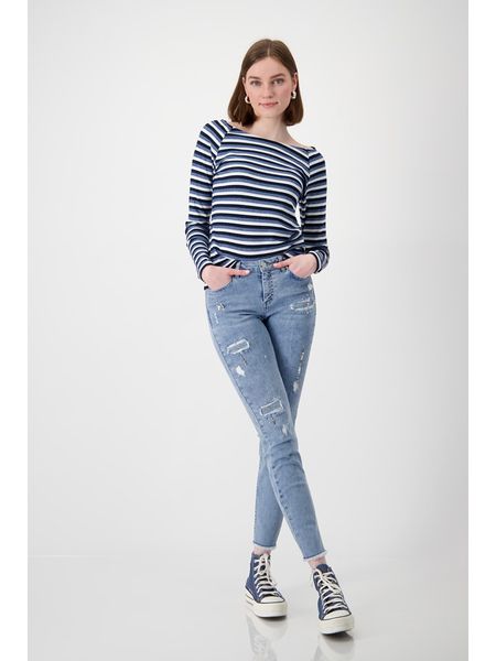 Monari Dżinsy - Skinny fit - w kolorze niebieskim rozmiar: 36. Niebieskie jeansy monari, bez wzorów. Za 171.28 zł.