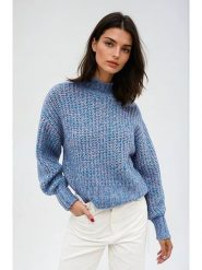 Monki Sweter w kolorze niebieskim rozmiar: L. Niebieskie swetry Monki, l, bez wzorów, z wełny, bez ramiączek. Za 79.21 zł.