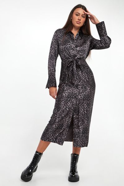 Sukienka szmizjerka w panterkę DKNY. Sukienki DKNY, m, bez wzorów, bez kołnierzyka, bez ramiączek, szmizjerki. W wyprzedaży za 434.85 zł.