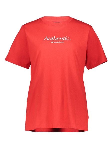New Balance Koszulka w kolorze czerwonym rozmiar: L. Czerwone bluzki New Balance, l, bez wzorów, z bawełny, bez kołnierzyka, bez ramiączek. Za 87.61 zł.