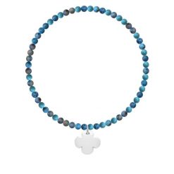 Bransoletka Neptun mini z naturalnych kamieni z posrebrzaną okrągłą koniczyną. Niebieskie bransoletki Lilou, posrebrzane. Za 168.00 zł.