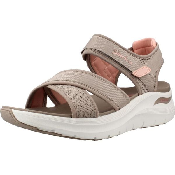 Sandały SKECHERS 164078S Beżowy. Brązowe sandały Skechers, bez wzorów, z materiału, bez obcasa, bez zapięcia. Za 430.00 zł.