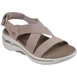 Sandały Skechers Go Walk Arch Fit San, Kobiety. Brązowe sandały Skechers, bez wzorów, sportowe, bez obcasa, bez zapięcia. Za 390.00 zł.