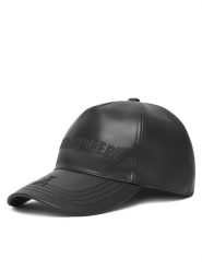 Patrizia Pepe Czapka z daszkiem 2F0096/E005-K103 Czarny. Czarne czapki Patrizia Pepe, bez wzorów, ze skóry. Za 449.99 zł.