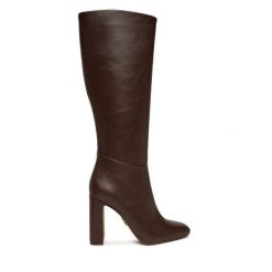 Kozaki Steve Madden. Brązowe kozaki Steve Madden, bez obcasa, na słupku, bez zapięcia. Za 729.99 zł.