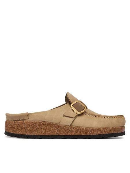 Birkenstock Klapki Buckley 1030443 Beżowy. Brązowe klapki Birkenstock, bez wzorów, ze skóry, bez obcasa. Za 550.99 zł.
