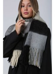 Lucky Bees Szal w kolorze czarno-szarym - 200 x 45 cm rozmiar: onesize. Czarne szaliki Lucky Bees, bez wzorów, z materiału. Za 100.52 zł.