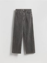 Jeansy wide leg - szary. Szare jeansy Reserved, bez wzorów, z podwyższonym stanem. Za 139.99 zł.