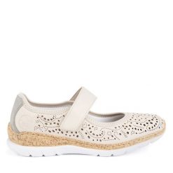 Baleriny Rieker. Brązowe baleriny Rieker, bez wzorów, bez obcasa. Za 329.99 zł.