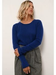 Just Cashmere Kaszmirowy sweter "Vivian" w kolorze granatowym rozmiar: M. Niebieskie swetry Just Cashmere, m, bez wzorów, z kaszmiru, bez ramiączek. Za 400.45 zł.