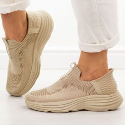 Beżowe sportowe buty damskie Filippo Dtn7866/26. Brązowe obuwie sportowe Filippo, na lato, z dresówki, bez zapięcia, trekkingowe. Za 119.00 zł.
