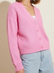 Kardigan basic - różowy. Czerwone kardigany Sinsay, l, bez wzorów. Za 39.99 zł.