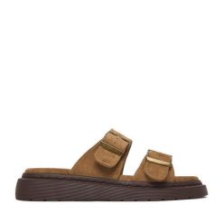 Klapki DeeZee. Brązowe klapki DeeZee, bez wzorów, bez obcasa. Za 139.99 zł.