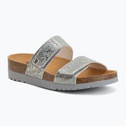 Klapki damskie Scholl Lusaka 2.0 Med. Niebieskie klapki Scholl, bez wzorów, ze skóry, bez obcasa. Za 289.99 zł.