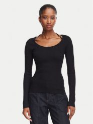 Guess Sweter W6YR22 Z0966 Czarny Slim Fit. Czarne swetry Guess, xxl, z aplikacjami, z wiskozy, bez ramiączek. Za 394.99 zł.