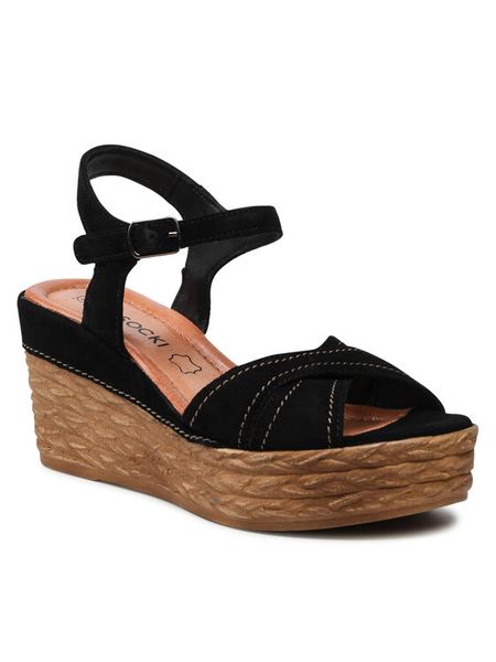 Lasocki Sandały WI16-2247-03 Czarny. Czarne sandały Lasocki, bez wzorów, ze skóry, bez obcasa, na koturnie, bez zapięcia. Za 149.99 zł.