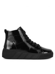 Rieker Revolution Lifestyle Botki W0561-01 Czarny. Czarne botki Rieker Revolution Lifestyle, bez wzorów, z lakierowanej skóry, bez obcasa, na płaskiej podeszwie, bez zapięcia. Za 375.00 zł.