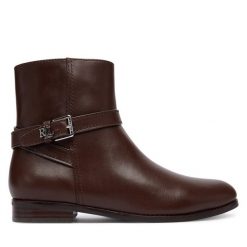 Botki LAUREN RALPH LAUREN. Brązowe botki Lauren Ralph Lauren, bez wzorów, bez obcasa, na płaskiej podeszwie, bez zapięcia. Za 969.99 zł.