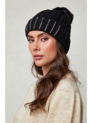 Soft Cashmere Czapka w kolorze czarnym rozmiar: onesize. Czarne czapki Soft Cashmere, z aplikacjami, ze skóry. Za 104.14 zł.