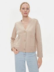 Tommy Hilfiger Kardigan WW0WW39922 Beżowy Relaxed Fit. Brązowe kardigany TOMMY HILFIGER, m, bez wzorów, z syntetyku. Za 439.99 zł.