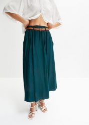 Spódnica maxi z lejącej wiskozy (zestaw 2-cz.). Zielone spódnice bonprix, bez wzorów, z wiskozy, maxi. Za 139.99 zł.