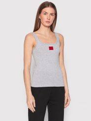 Hugo Top Red Label 50469665 Szary Slim Fit. Szare topy Hugo, l, bez wzorów, z bawełny, bez kołnierzyka, bez ramiączek. Za 99.99 zł.