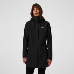Parka przeciwdeszczowa damska Berghaus Omeara Long Shell Jacket. Czarne parki Berghaus, s, bez kaptura. Za 714.99 zł.