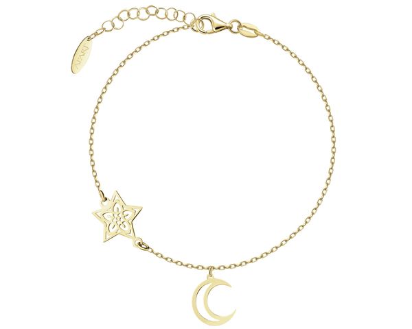 Bransoletka srebrna - gwiazda, Księżyc. Szare bransoletki Apart, pozłacane. Za 189.00 zł.