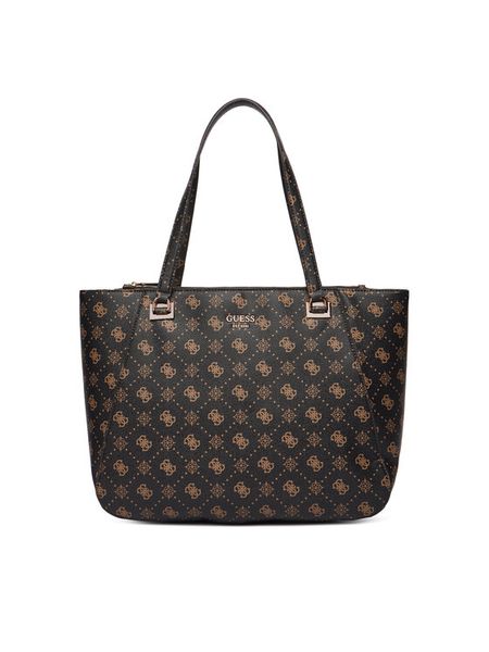 Guess Torebka Calebra Travel TWLP95 36024 Brązowy. Brązowe shopper Guess, z aplikacjami, ze skóry, bez dodatków. Za 579.99 zł.