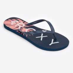 Japonki damskie Roxy To The Sea. Niebieskie klapki Roxy, bez wzorów, z kauczuku, bez obcasa. Za 89.99 zł.