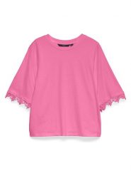 Vero Moda Koszulka w kolorze różowym rozmiar: XS. Różowe bluzki Vero Moda, xs, bez wzorów, z bawełny, bez kołnierzyka, bez ramiączek. Za 84.99 zł.