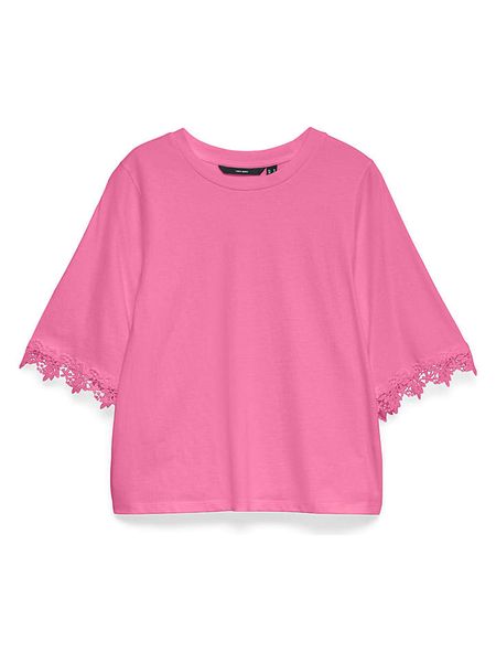 Vero Moda Koszulka w kolorze różowym rozmiar: M. Różowe bluzki Vero Moda, m, bez wzorów, z bawełny, bez kołnierzyka, bez ramiączek. Za 90.95 zł.