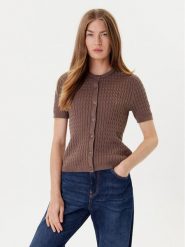 Tommy Hilfiger Kardigan WW0WW45707 Brązowy Slim Fit. Brązowe kardigany TOMMY HILFIGER, m, bez wzorów, z bawełny. Za 559.99 zł.