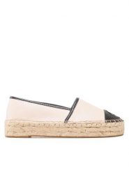 Guess Espadryle Jaleel2 FL6J2L ELE14 Biały. Białe espadryle Guess, z aplikacjami, ze skóry, bez obcasa, bez zapięcia. Za 349.99 zł.