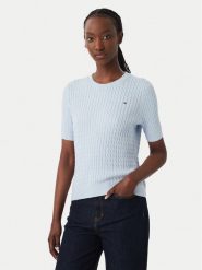 Tommy Hilfiger Bluzka WW0WW41787 Niebieski Regular Fit. Niebieskie bluzki TOMMY HILFIGER, s, bez wzorów, z bawełny, bez kołnierzyka, bez ramiączek. Za 489.99 zł.