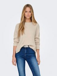 ONLY Sweter w kolorze beżowym rozmiar: XS. Brązowe swetry Only, xs, bez wzorów, ze splotem, bez ramiączek. Za 136.95 zł.