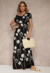 Czarna Sukienka z Wiskozy Ozdobiona Haftami Lumamire. Czarne sukienki Renee, na co dzień, l, bez wzorów, z wiskozy, bez kołnierzyka, bez ramiączek, maxi, proste. Za 159.99 zł.