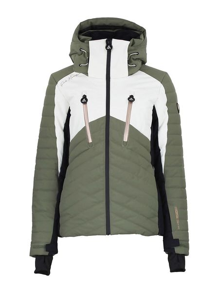 Peak Mountain Kurtka narciarska "Acharme" w kolorze oliwkowo-białym rozmiar: S. Białe kurtki narciarskie Peak Mountain, m, bez wzorów, bez kaptura, narciarskie. Za 612.06 zł.