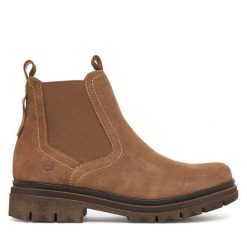 Sztyblety Tamaris. Brązowe botki Tamaris, bez wzorów, bez obcasa, na płaskiej podeszwie, bez zapięcia. Za 489.99 zł.